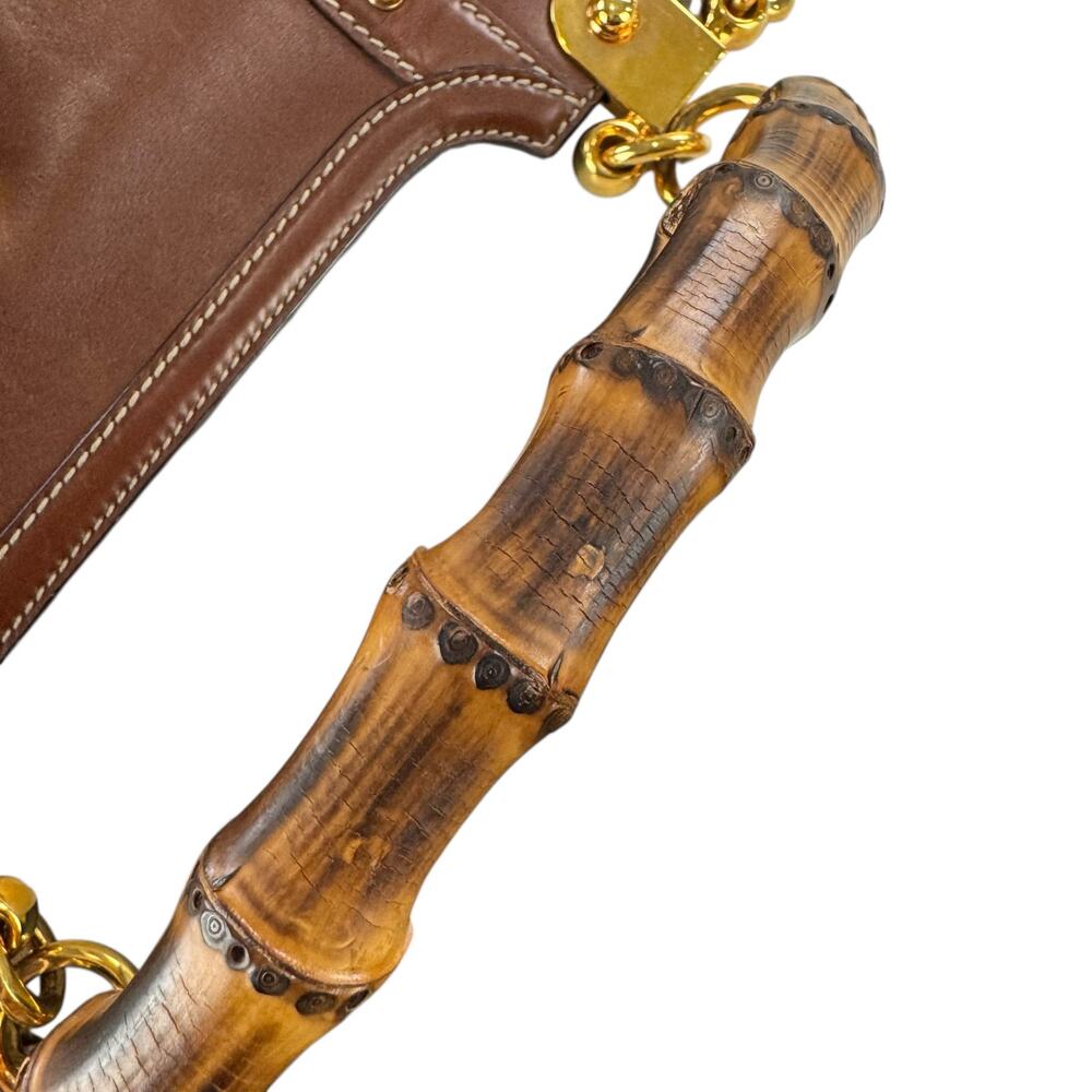 Gucci Brown Leather & Multicolor Tapestry Bamboo-Handle Shoulder Bag - Picture 16 of 16